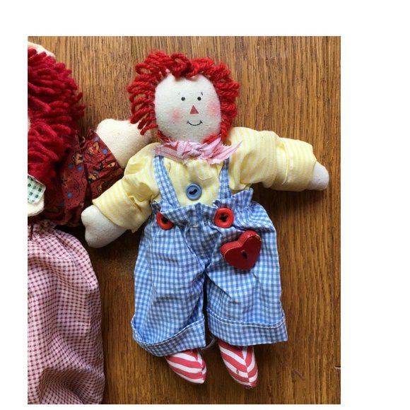 Pair Lot of 2 Raggedy Andy Dolls 12" & 8" - Picture 5 of 8